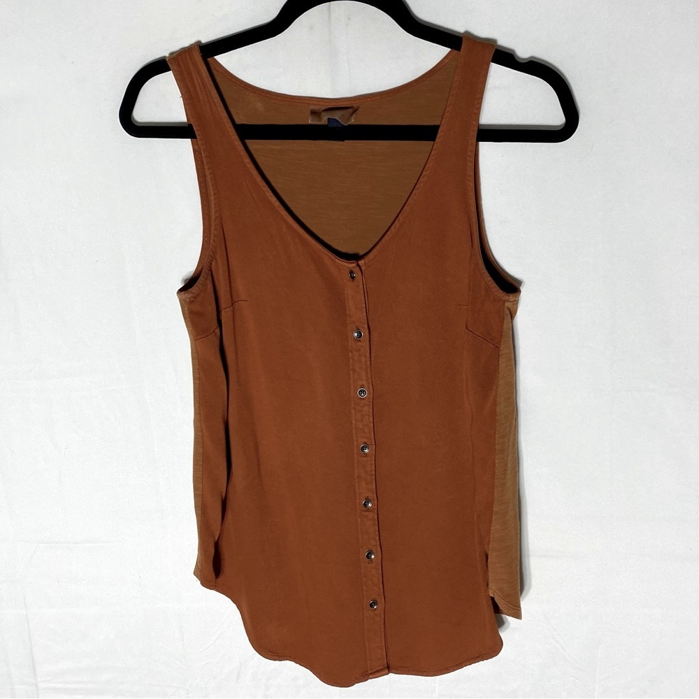 5/$25 Universal Thread Oversized Burnt Orange Ochre Button Front Tank Top XS